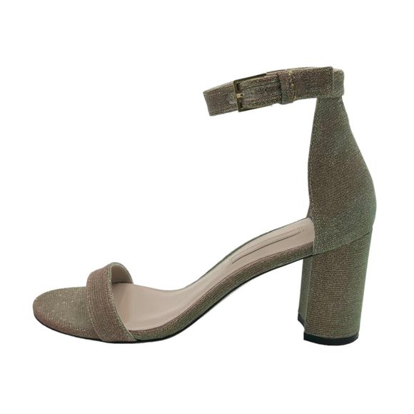 Stuart Weitzman Nearlynude Gold Glitter Heeled Sandals - Picture 4 of 11